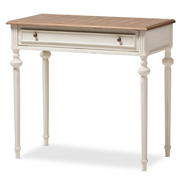 Baxton Studio Marquetterie Oak and Whitewash Writing Desk 134-7191 - main